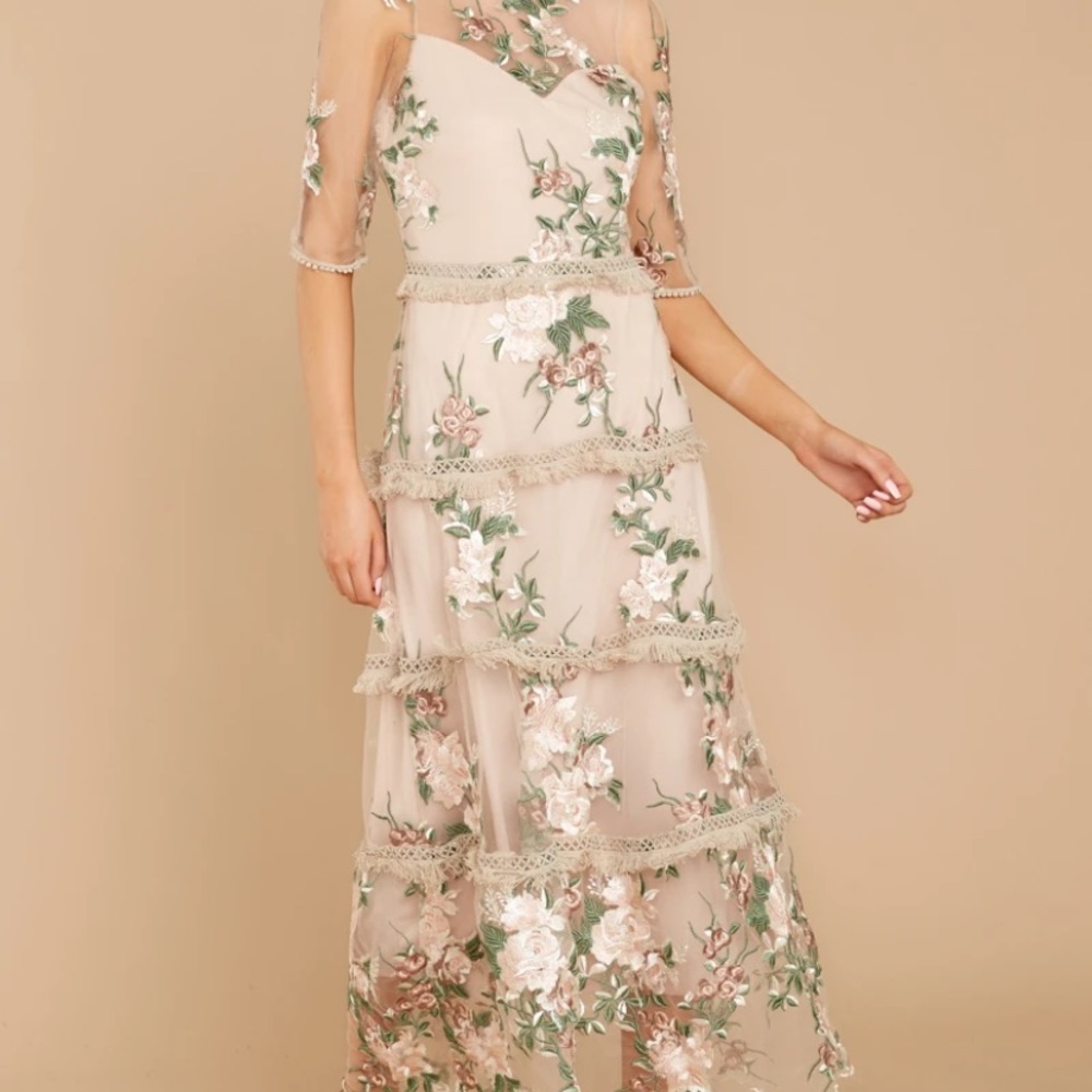 Red Dress: Floral Maxi Dress